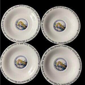 Set of 4 Alice in Wonderland Paul Cardew Tea Saucers